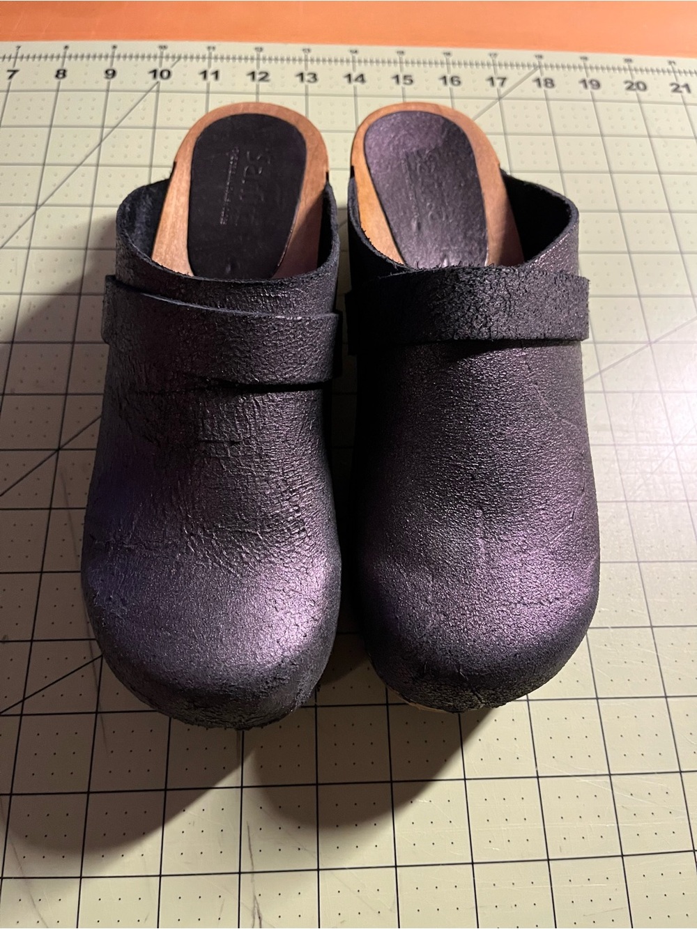 Sanita Cracked Leather Women's Slip-On Clog in Black - Comfortable Mule Shoe